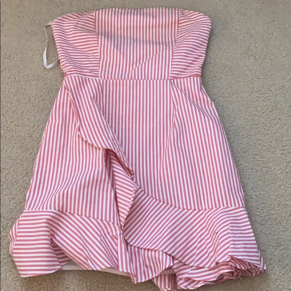 White and pink striped dress